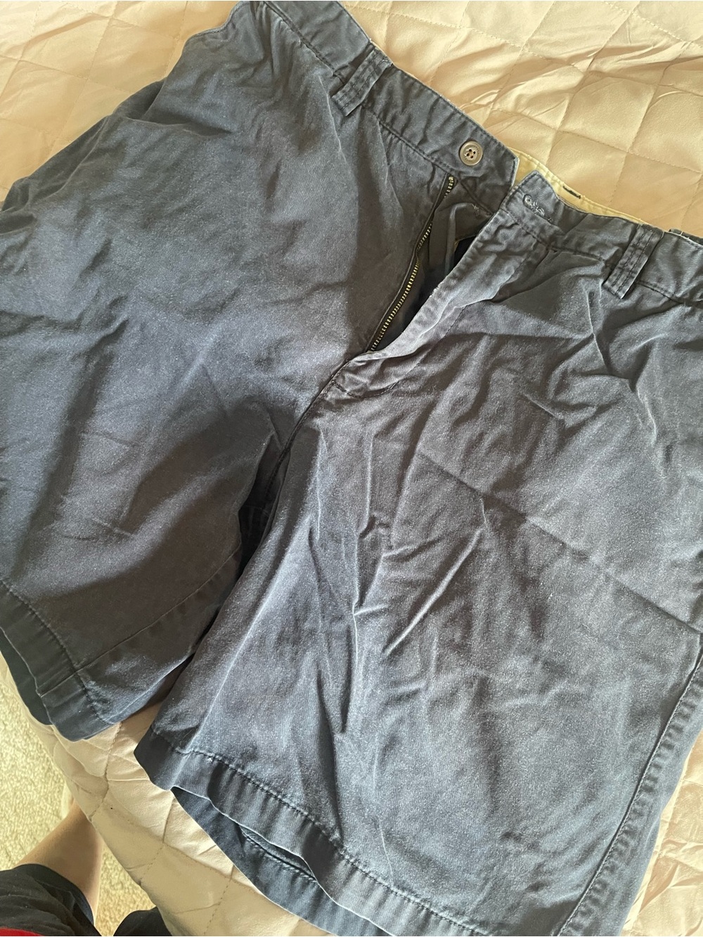 Geoffrey Beene Navy Cotton Shorts with Khaki Waistband